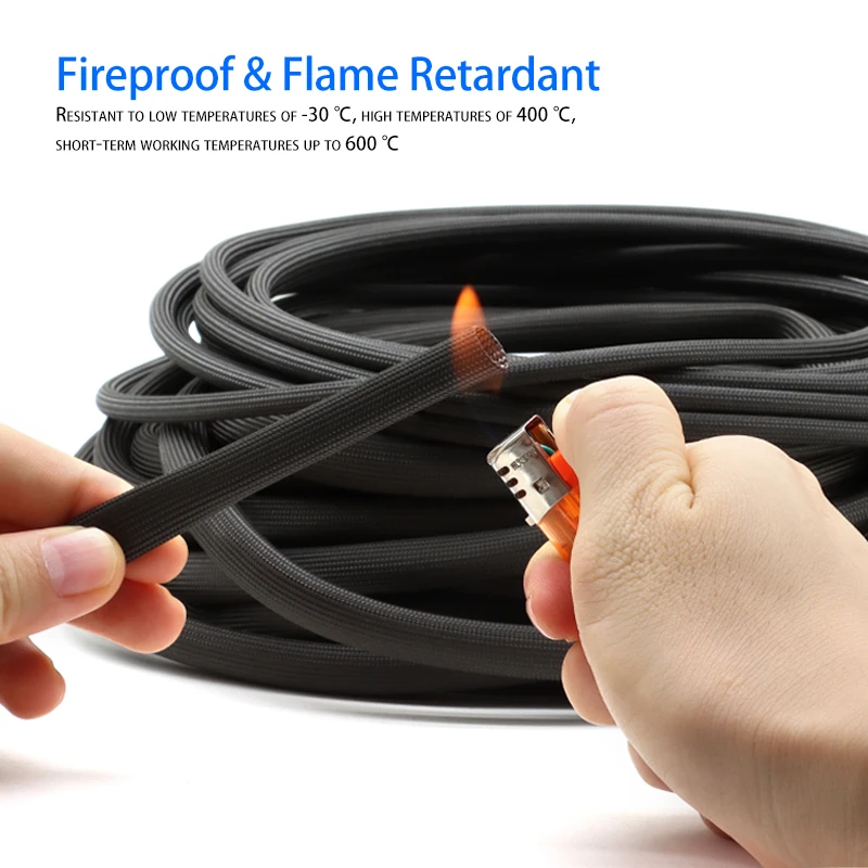 Manga de fibra de vidrio de 1/2/5m ID 1mm - 50mm resistente a altas temperaturas 600 grados C Protector de Cable de manga de fibra de vidrio químico trenzado - imagen 3
