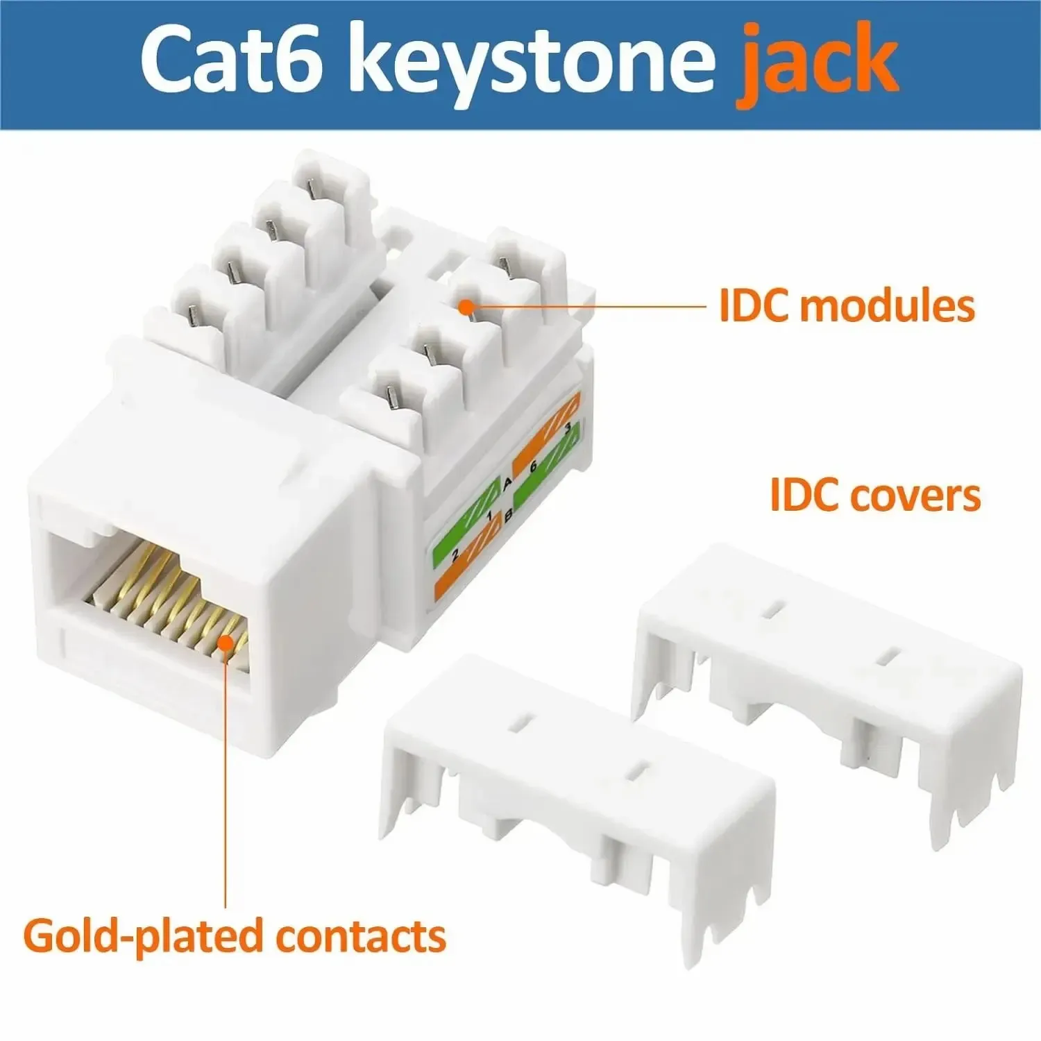 ZoeRax-paquete de 10 tomas Keystone RJ45, Cat6 Keystone en blanco y Keystone Punch-Down Stand (no compatible con Panel de parche) - imagen 5