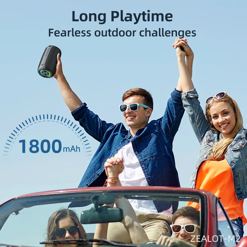 Máquina de Karaoke ZEALOT-M2m Altavoz bluetooth portátil con 1-2 micrófonos inalámbricos Tiempo de reproducción de 10 horas, resistente al agua IPX5 para exteriores - imagen 5