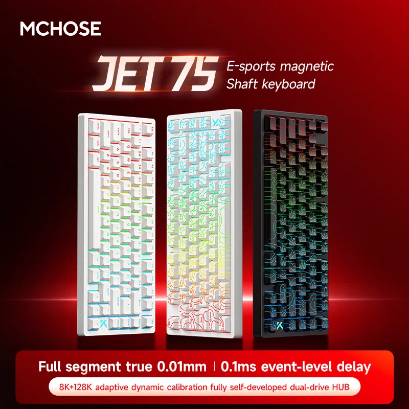 MCHOSE Jet 75 teclado Esports eje magnético con cable 8K baja latencia 0,01 precisión estructura de junta teclados personalizados para juegos de PC