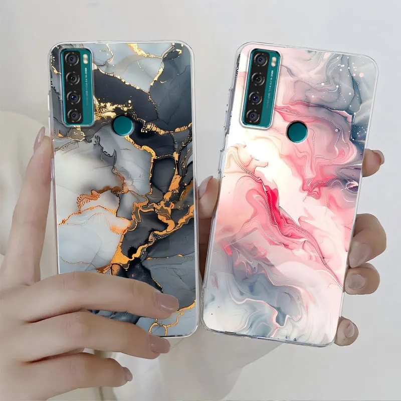 Para TCL 20 5G 20L Plus 20 SE 20R 5G 20AX 20S 20L funda para TCL 20Pro 5G 20B mármol claro suave funda de teléfono de silicona Fundas - imagen 3