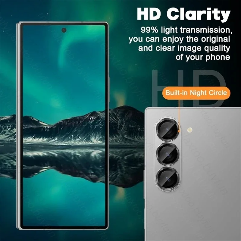 Anillo de Metal para lente de CD, película de vidrio templado para Samsung Galaxy Z Fold 7, anillo de aleación Ultra 9H HD, Protector de cámara, tapa antiarañazos - imagen 4