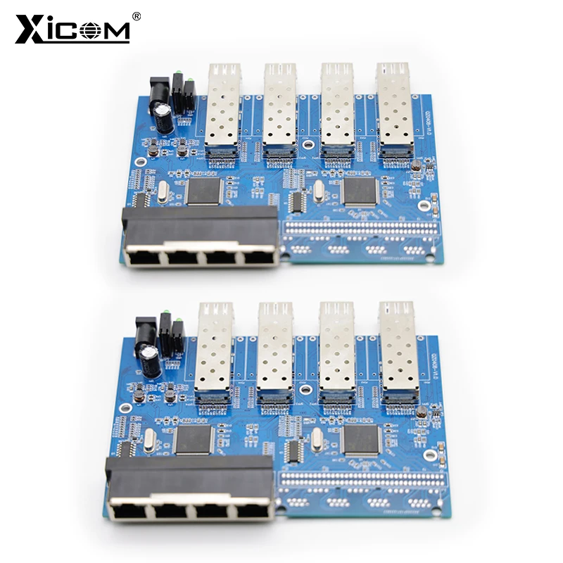 Placa de metro PCBA autoadaptable, convertidor de medios ópticos, transceptor de fibra, interruptor Ethernet, 4 ranuras SFP, 4 RJ45, 100G, 1000/1,25 M - imagen 5