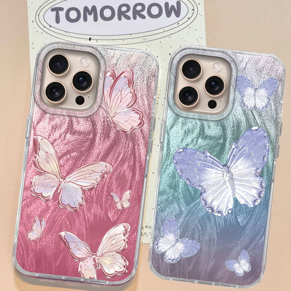 Funda de teléfono de mariposa Multicolor de dibujos animados para Apple iphone 16 15 14 7 8 Plus 13 Pro Max 16e SE 2022 X XS carcasa trasera de silicona - imagen 3