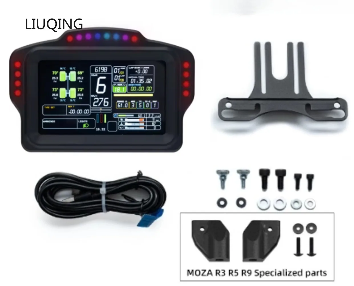 Tablero de carreras DV480/DH480 PRO Dashboard Sim Racing Dash Display con pantalla de 5 "y LED RGB de 16-18 para Simagic Fanatec MOZA