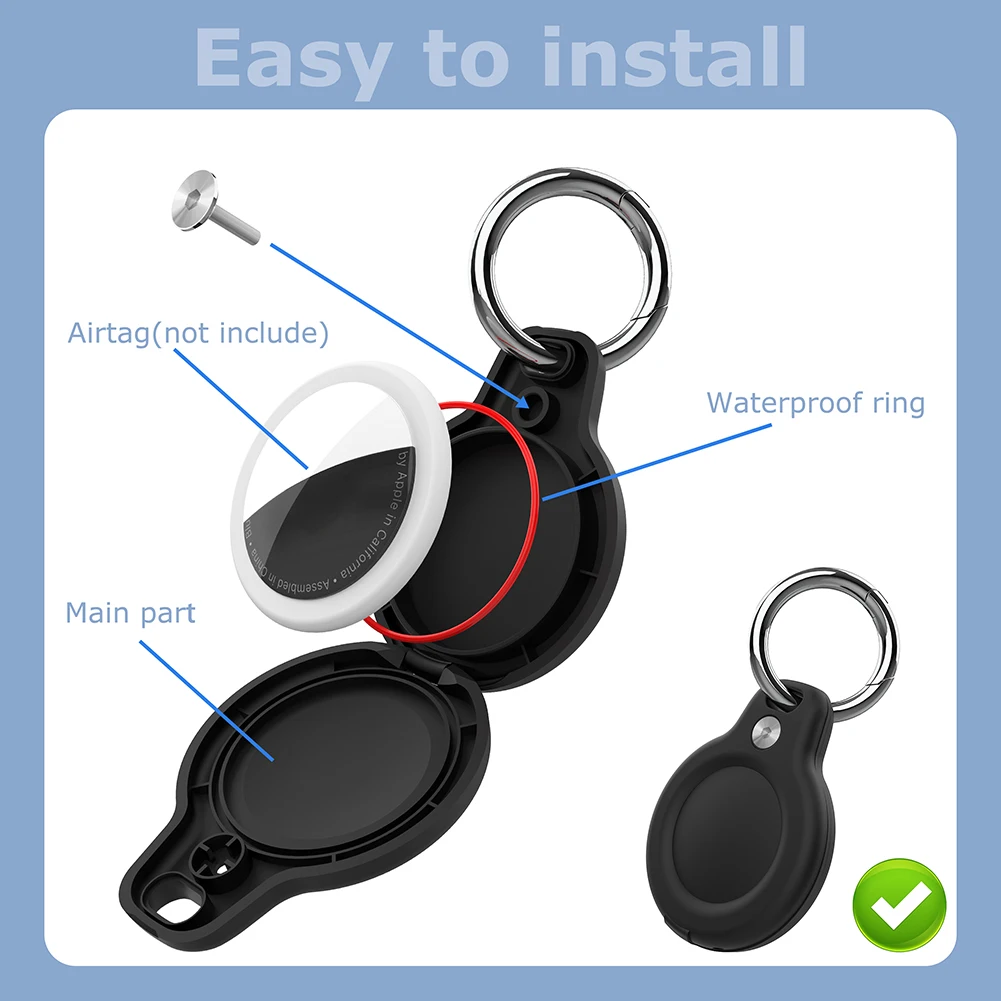 Para Airtag AT-56 soporte llavero impermeable a prueba de golpes funda protectora dura PC antiarañazos funda de piel completa para Apple AirTags - imagen 5
