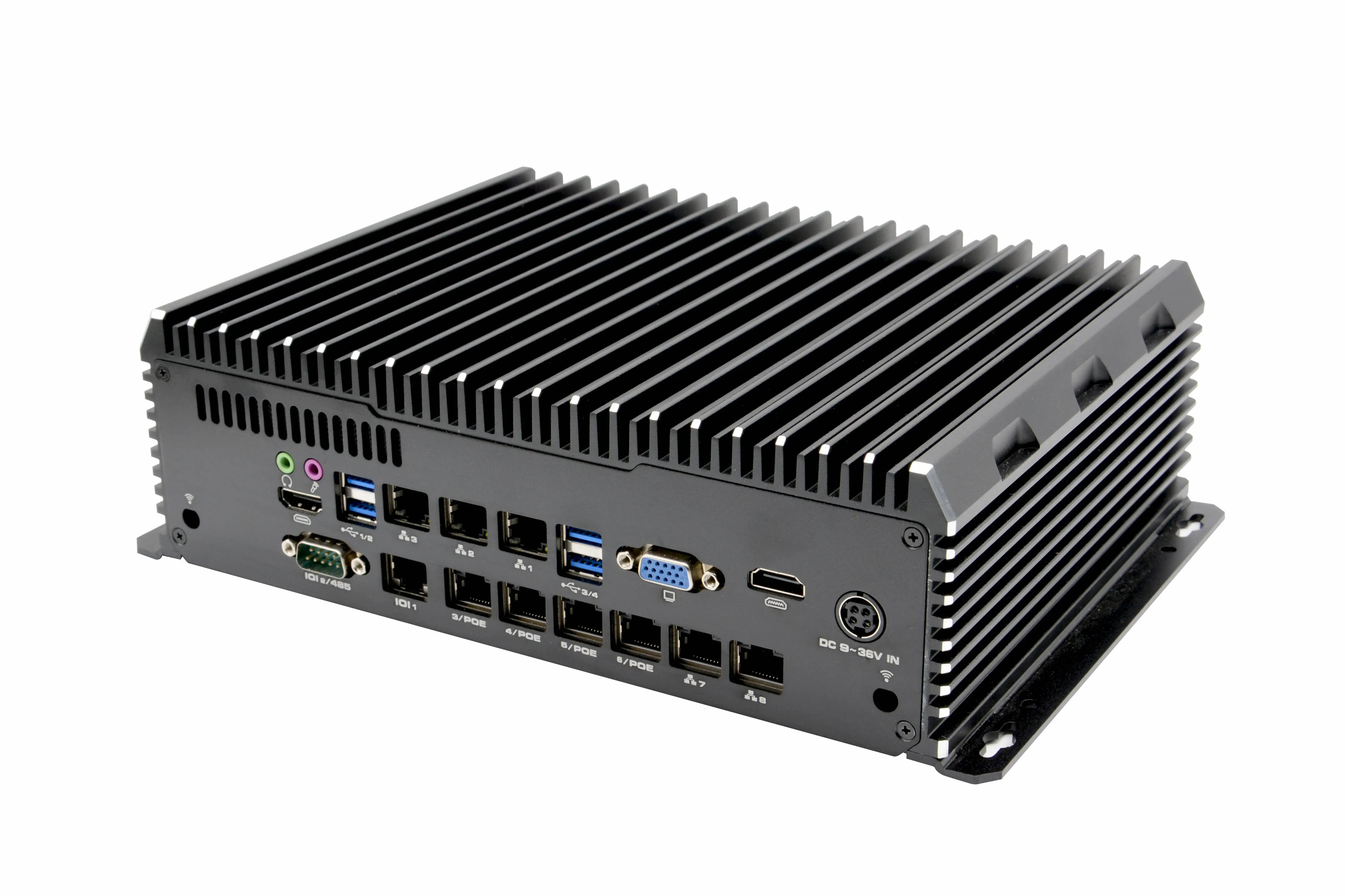 Mini PC Industrial Intel i7 de 9. ª generación, 2023 T, 9700 GHZ, i5-9500T, 4,3G, Sin ventilador, ordenador resistente, 9 x LAN, 4 x POE, 11 x USB, GPIO, HDMI, VGA, 3,7 - imagen 2