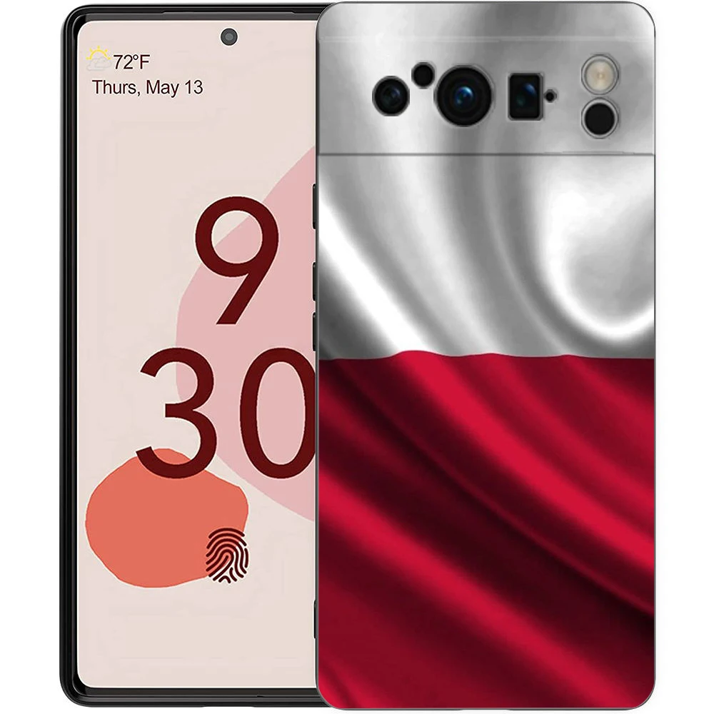 Funda de teléfono con bandera polaca para Google Pixel 10 9 8 7 6 Pro XL 9A 8A 6A 7A 5G, funda negra de TPU suave a prueba de golpes - imagen 5
