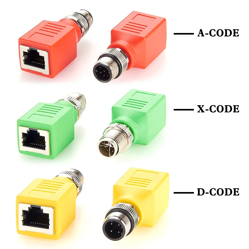 Adaptador giratorio industrial M12 de 8 pines tipo X a RJ45, conector de extensión Ethernet, 4 pines, código D, 8 pines, cabezal macho tipo A, enchufe de red - imagen 2
