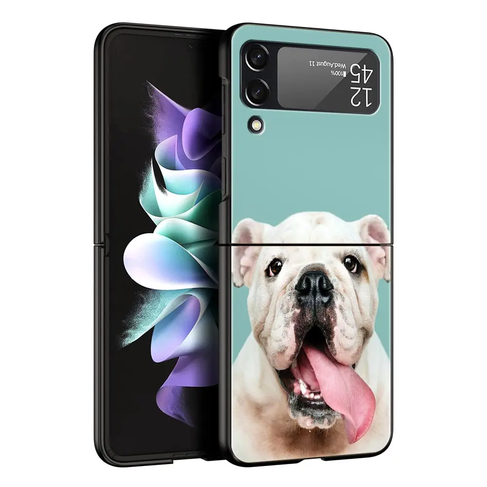 Funda de teléfono para perro Bulldog Francés para Samsung Galaxy Z Flip3 Flip4 Flip5, carcasa para Z Flip 3 4 5 6 7, funda trasera plegable dura - imagen 2