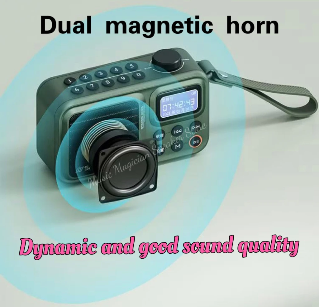 Mini Radio FM portátil para exteriores, grabadora de altavoz Bluetooth de graves pesados con pantalla LED, manos libres inalámbricas, reproductor de música MP3 USB TF - imagen 5