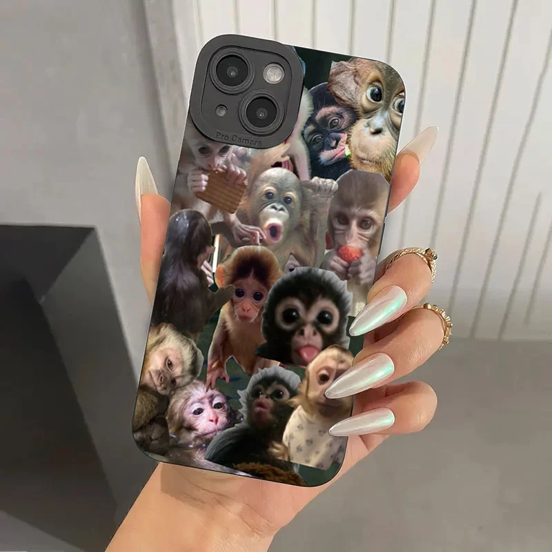 Funda de teléfono de silicona con mono divertido para iPhone 16 15 Pro Max 14 13 12 11 Pro 7 8 Plus 16E XR X XS SE 2020, funda suave a prueba de golpes - imagen 2