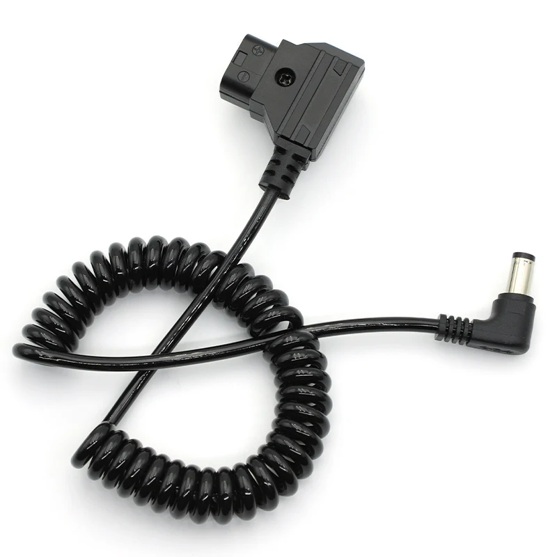 1 Uds d-tap macho a ángulo recto DC 5,5x2,5mm Cable de alimentación para DSLR Rig Power V-Mount Anton, monitor de cámara cable de alimentación de resorte negro - imagen 4