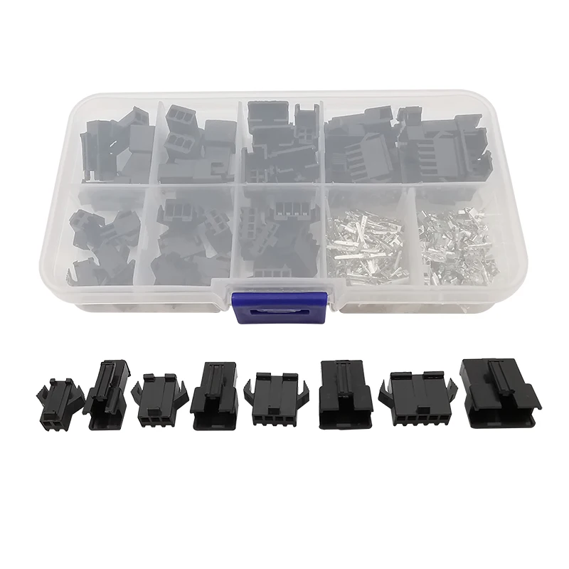 JST SM-conector de cable adaptador de Terminal de crimpado, conector macho y hembra de 5 pines, Pitch 2P 3P 4P, color negro, 200 unids/lote por caja