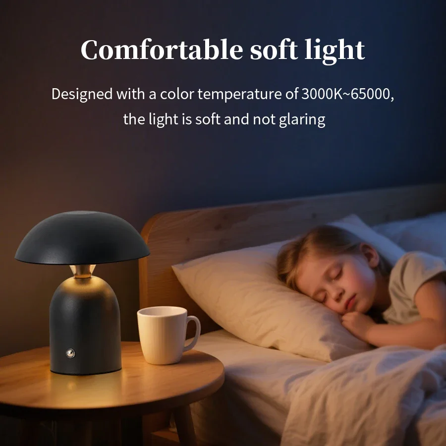 Lámpara LED de escritorio, iluminación decorativa clásica con forma de seta, atenuación táctil, luz de lectura recargable, Bar, restaurante y dormitorio - imagen 3