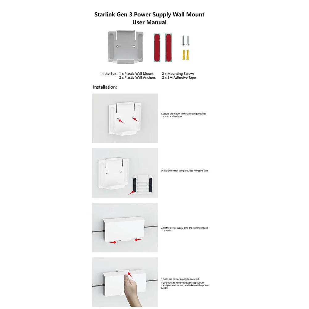 Kit de montaje de enrutador de Metal para instalación de pared y techo, soporte de almacenamiento de montaje en pared para potencia de enrutador StarLink Gen3 V3 - imagen 5