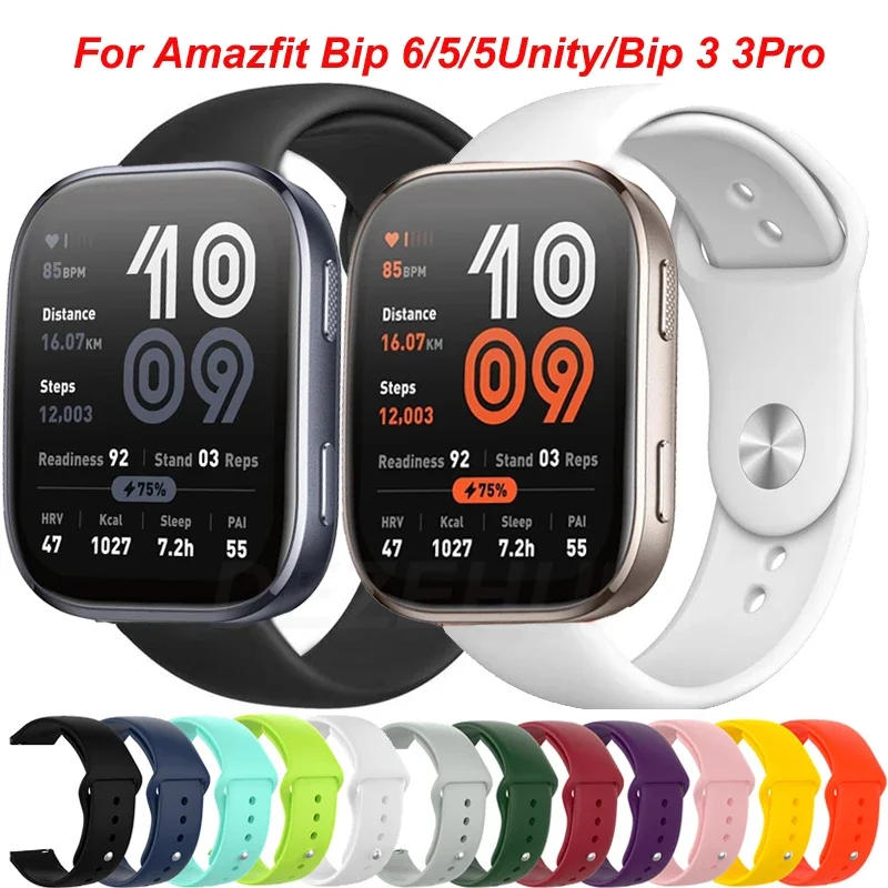 Correa de silicona para reloj inteligente Amazfit Bip 6, banda deportiva de 20mm y 22mm para Amazfit Bip 5/5 Unity/Bip U 3 3Pro/GTS/GTR 2 3 4 42mm 47mm - imagen 2
