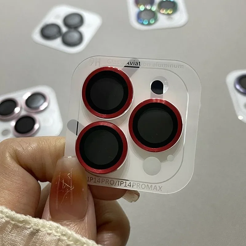 Protector de lente de cámara de cristal con anillo de Metal, 2-3 Uds., para IPhone 15 16 17 Pro Max 14 Plus 13 Pro, accesorios para funda IPhone14