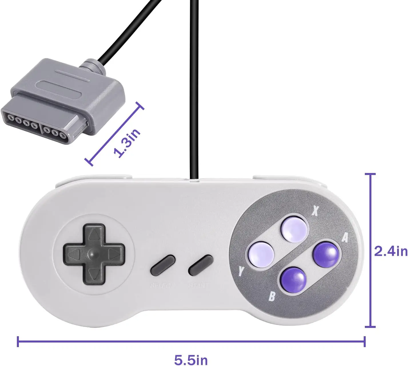 Joystick controlador SNES con cable para consola Super NES/SFC, para consola de sistema de entretenimiento súper, para conector Super Famico-7 pines - imagen 4