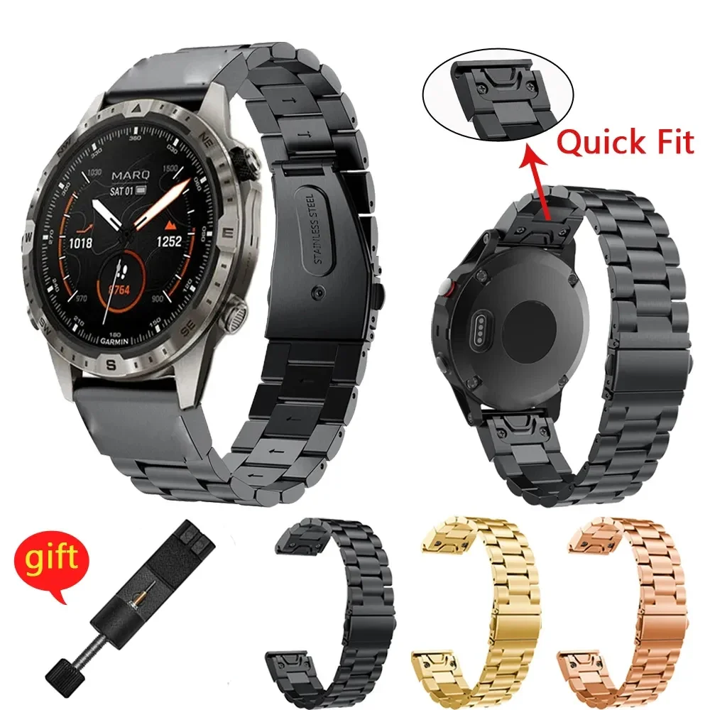 Correa de reloj de Metal para Garmin Epix Gen 2 Tactix 7X Pro Mk1 Mk2i, banda de acero inoxidable Fenix 6 6X Pro 5 5X 7 22mm 26mm - imagen 2