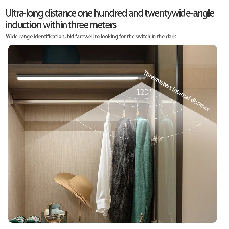 Luz nocturna, luz Led para debajo del gabinete, luz nocturna con Sensor de movimiento, luz para armario, iluminación de cocina, luz nocturna magnética - imagen 5