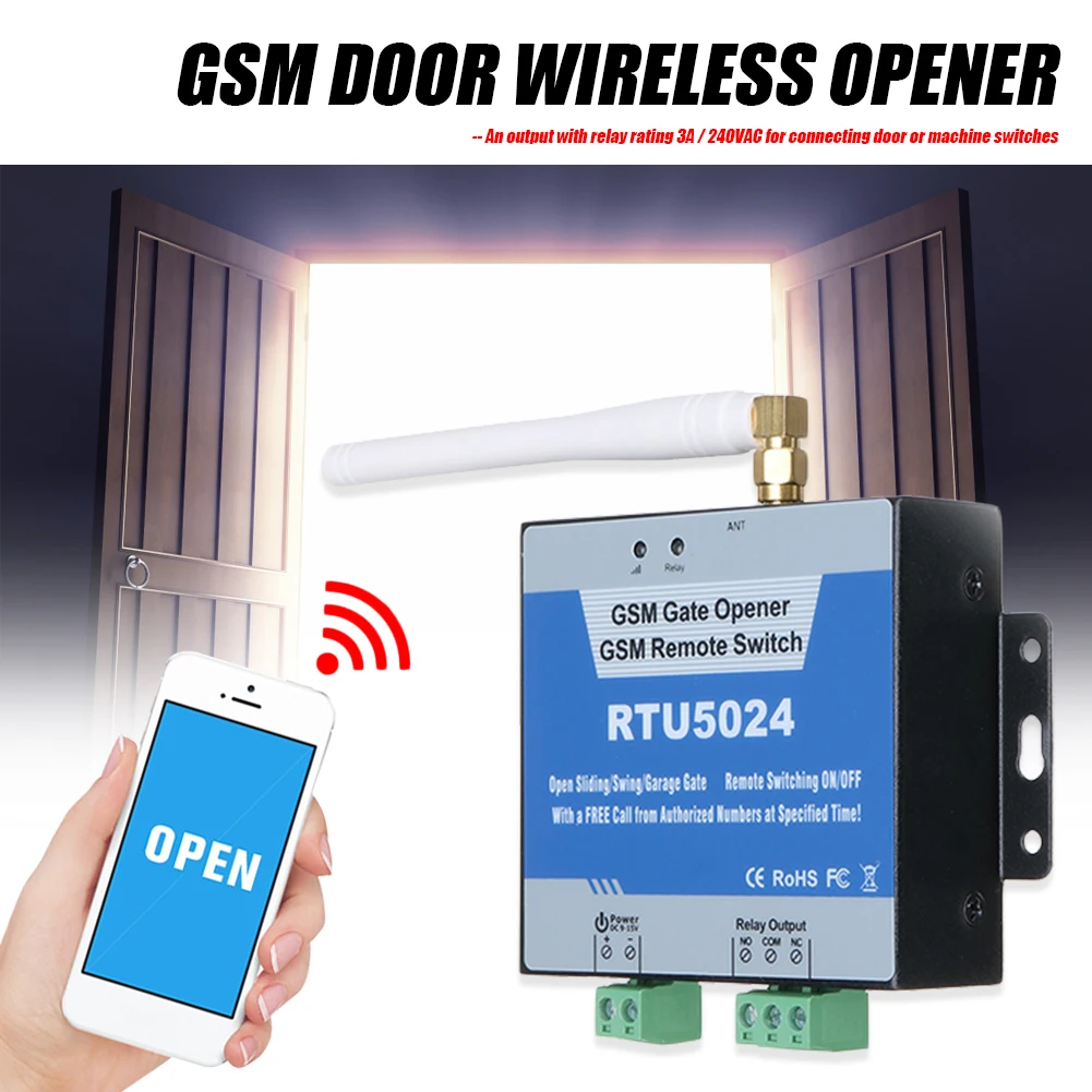 RTU5024 GSM interruptor de relé de apertura de puerta llamada gratuita 850/900/1800/1900MHz enchufe UE EE. UU. para protección de puertas del hogar - imagen 3