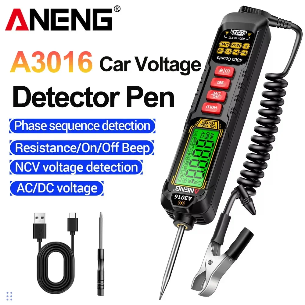 ANENG A3016 Clip de voltaje de coche tipo rotulador Digital multímetro recargable sin contacto voltaje CA NCV herramientas de prueba de circuito de mantenimiento - imagen 2
