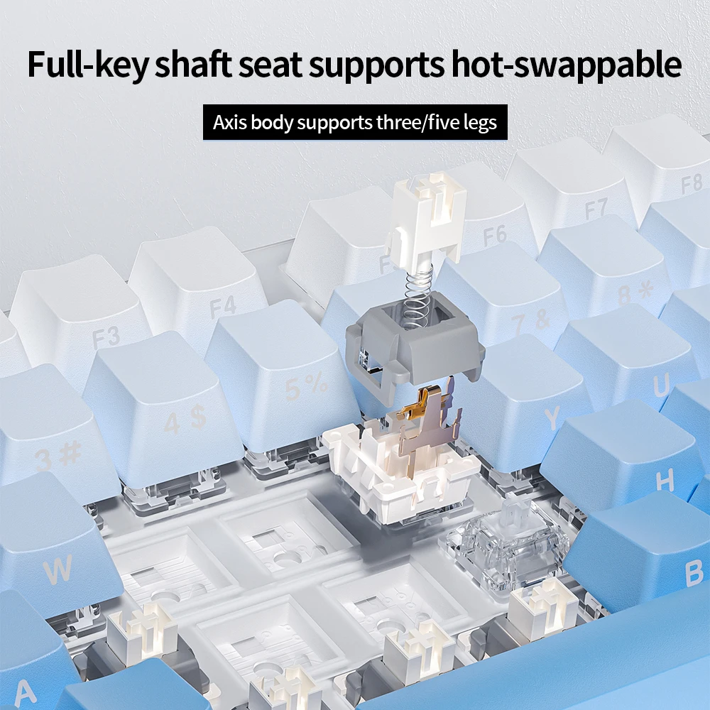 Teclado mecánico AULA L87, 2,4g/Usb/Bluetooth, modo Tri, inalámbrico, 87 teclas, junta Pbt Rgb, silenciador de 5 capas, tecla completa sin impacto - imagen 4