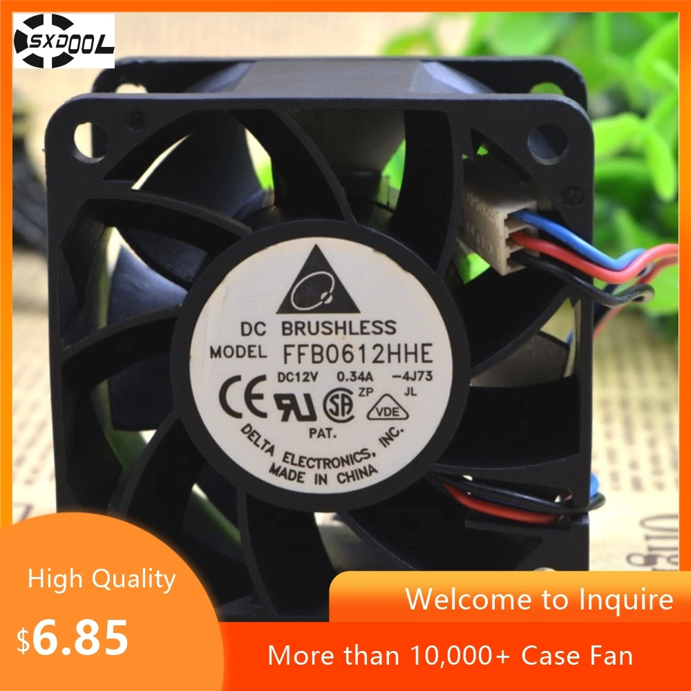 Ventilador de alta velocidad de 60 mm para Delta 6038 6 CM FFB0612HHE 12 V 0.34A Ventilador de enfriamiento con doble rodamiento de bolas para servidores y electrónica - imagen 3