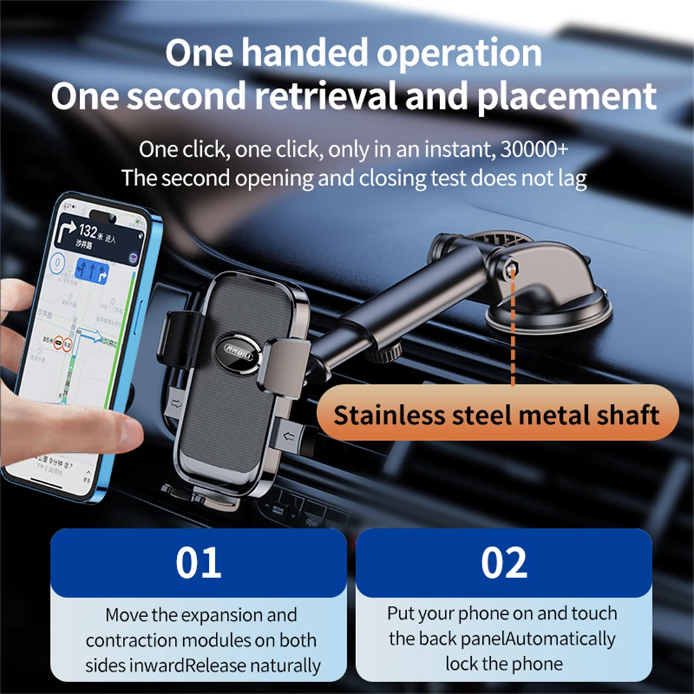 NNBILI-Soporte de ventosa de teléfono para salpicadero de coche, 10 pulgadas de largo, Universal, para parabrisas de aire, 360 grados, giratorio, GPS, antivibración - imagen 2