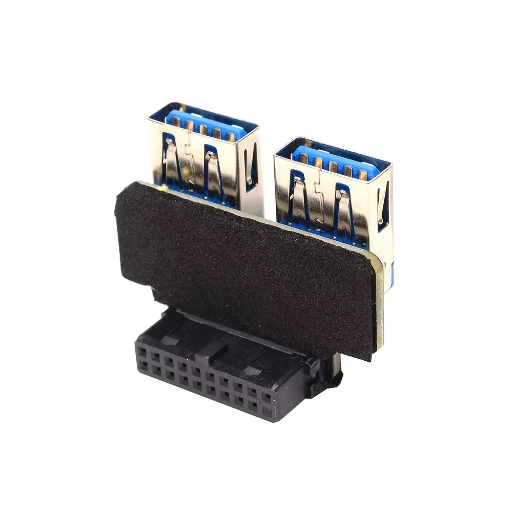 JHH IDC 19P/20P a doble USB 3,0 adaptador convertidor placa base de escritorio cabezal de 20 pines a 2 puertos USB A conector hembra lector de tarjetas - imagen 4