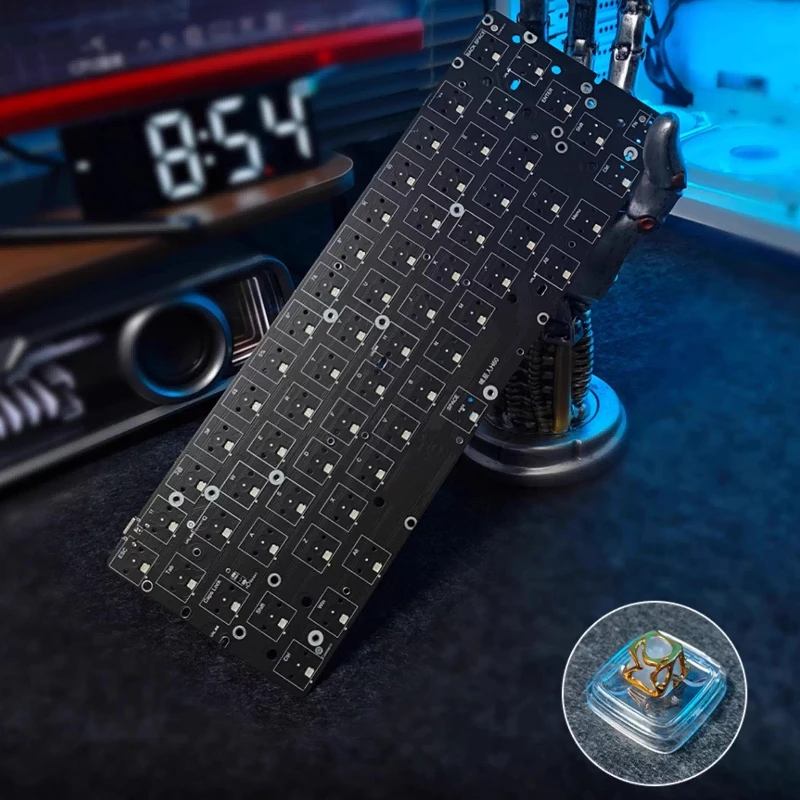 H60PRO 61 teclas interruptor magnético placa PCB RGB posición de luz de alto brillo Gh60 accesorios de teclado mecánico para juegos 60 diseño - imagen 5