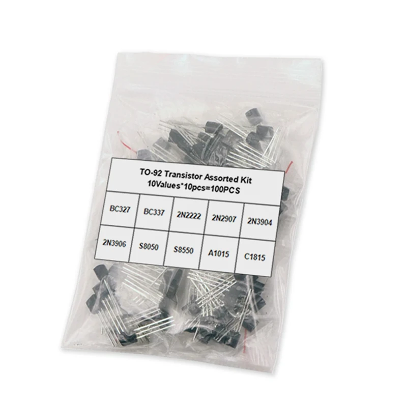 100 Uds 10 valores NPN PNP Transistor TO-92 2N2222 2N2907 2N3904 2N3906 S8050 S8550 A1015 C1815 BC337 BC327 Kit surtido de transistores - imagen 2