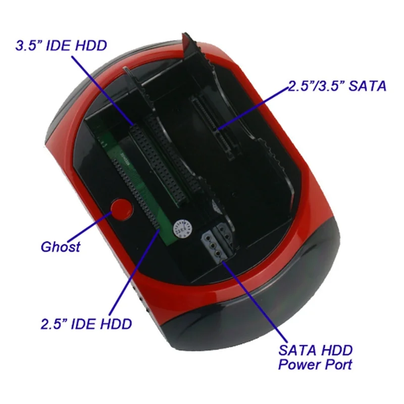 Base de disco duro universal Top-2.5/3,5 IDE/SATA: puertos serie y paralelos de doble disco, doble uso para una movilidad máxima, enchufe estadounidense - imagen 3