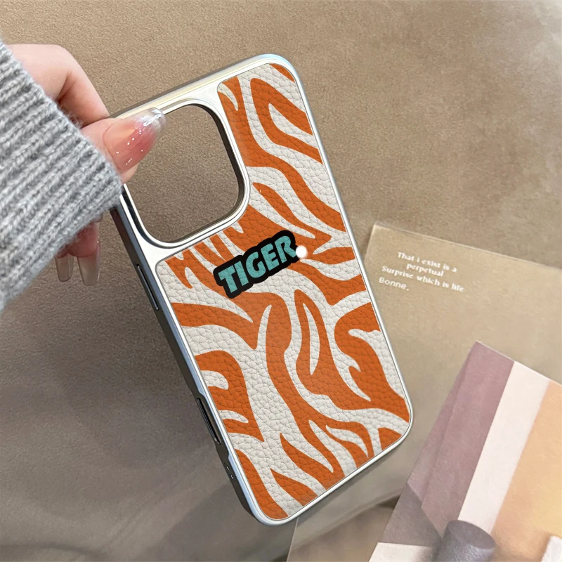 Funda de teléfono con textura de cuero con patrón de tigre para iPhone11/12/13/14/15/16/45 Pro Max AIR PLUS - imagen 5