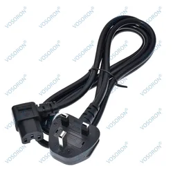 Cable Alimentación UK BS1363 Macho a IEC C15 Hembra en Ángulo