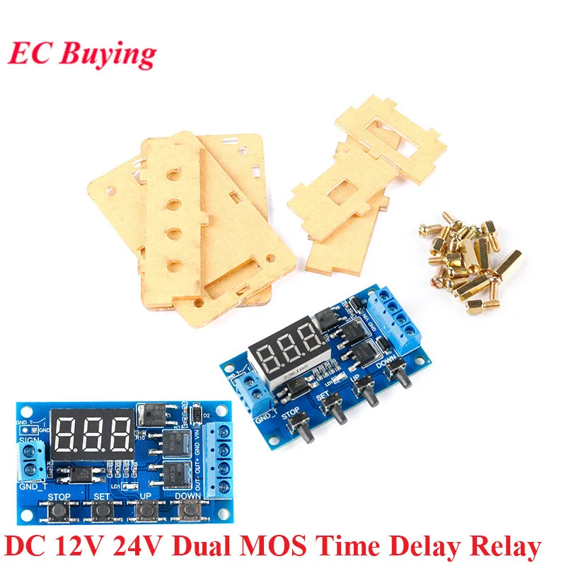 ZK-J04 ZK-J06 DC 12V 24V tubo MOS Dual LED relé de retardo de tiempo Digital interruptor de ciclo de disparo módulo de Control de sincronización de placa de circuito