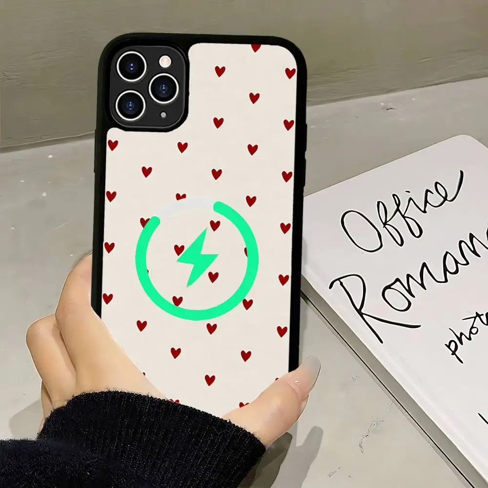 Funda de teléfono magnética Magsafe con bonito corazón de amor para IPhone 17 16 15 14 Plus 13 12 11 Pro Max Air Cover - imagen 4
