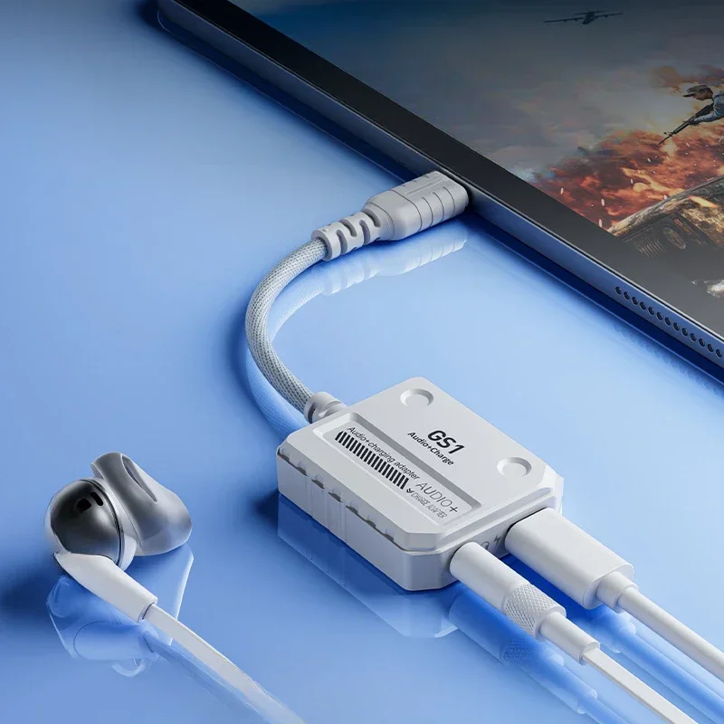Nuevo Plextone GS1 2 en 1 convertidor de auriculares interfaz tipo C compatible con adaptadores de bendición de sonido estéreo 3D de carga rápida de 60W - imagen 4