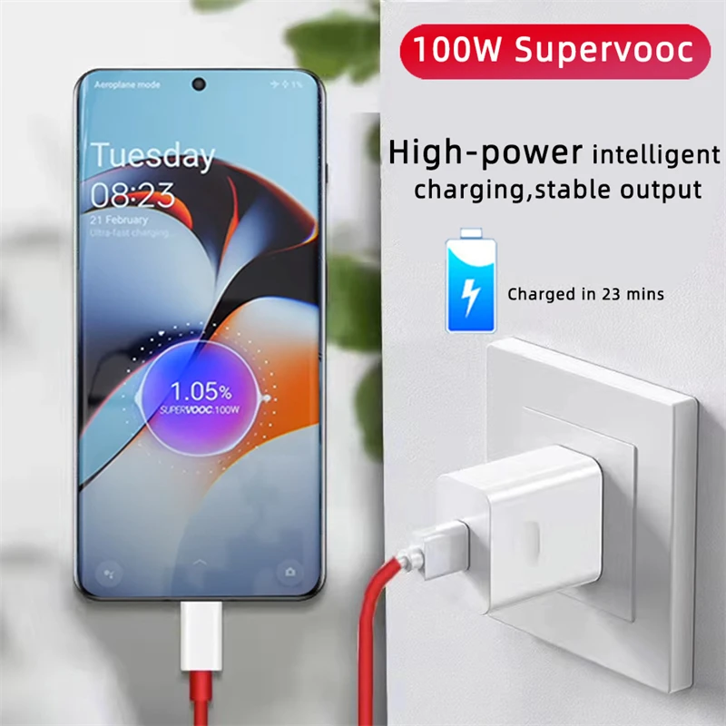 Original de 100W Supervooc Cargador rápido para OnePlus 13 13R 12R 12 11 10 Ace 5 Pro Nord CE 2 3 4 Adaptador de teléfono Lite Cable USB Tipo C - imagen 3