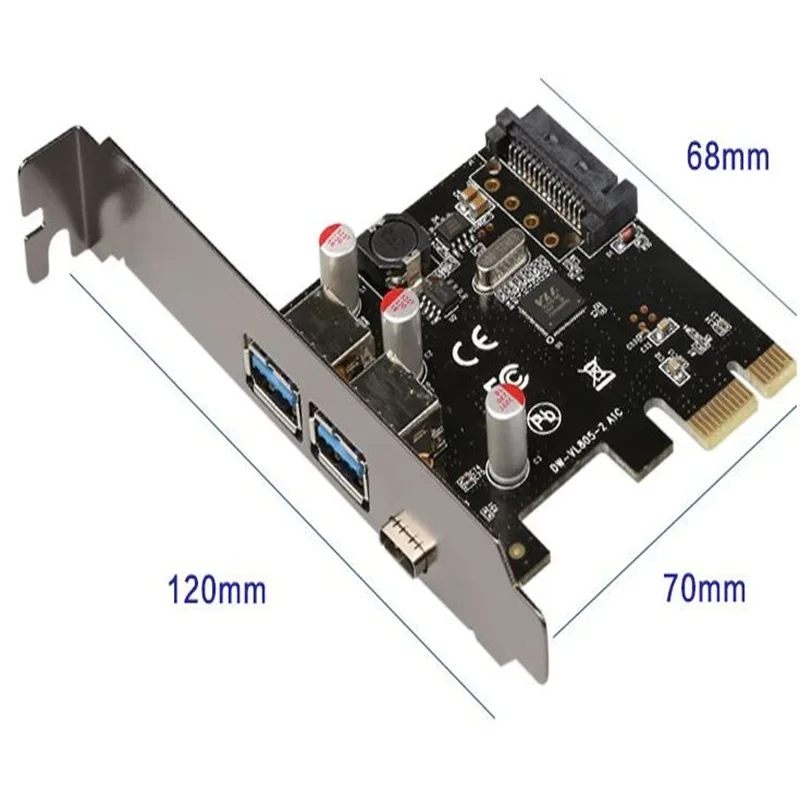 USB 3,1 tipo C + 2 usb 3,0 tipo A + SATA 15PIN cabezal USB tarjeta PCI-e adaptador de escritorio PCI Express a USB3.1 a través del chip - imagen 3