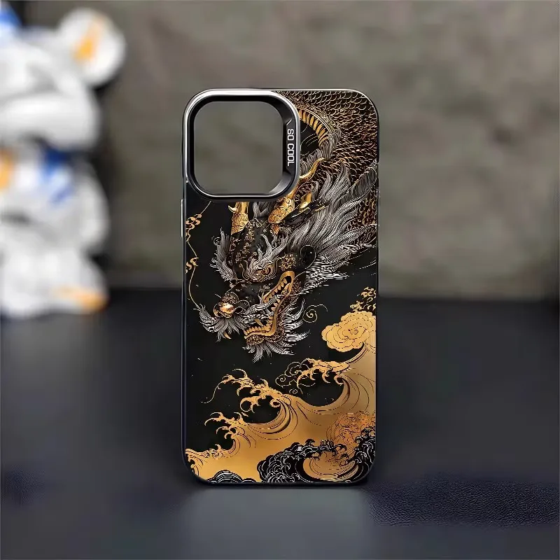Funda para Samsung Galaxy A16 A15 A55 A54 A56 A36 A35 A05 S24 S23 S22 Ultra Plus S21 S25FE funda de teléfono con diseño de dragón dorado negro - imagen 4