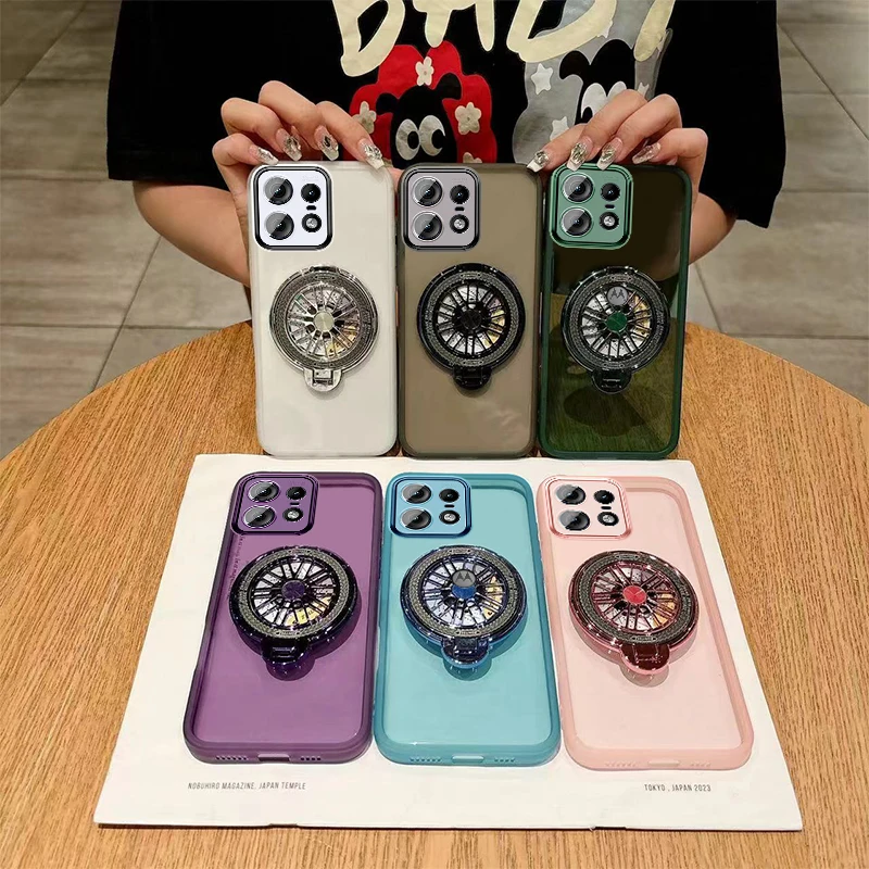 For Motorola Edge 50 Pro Case Soft Transparent With Gyro Ring magnetic Lens Protective Back Cover For Moto Edge 50 Fusion Shell - imagen 3