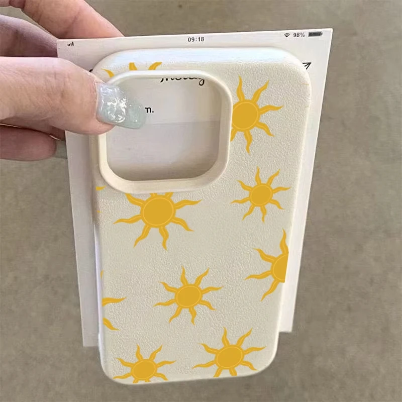 Funda de teléfono con diseño vibrante minimalista de sol amarillo para iPhone 16 11 12 13 14 15 Pro Max 16 Plus XS Max X XR, funda suave a prueba de golpes - imagen 5