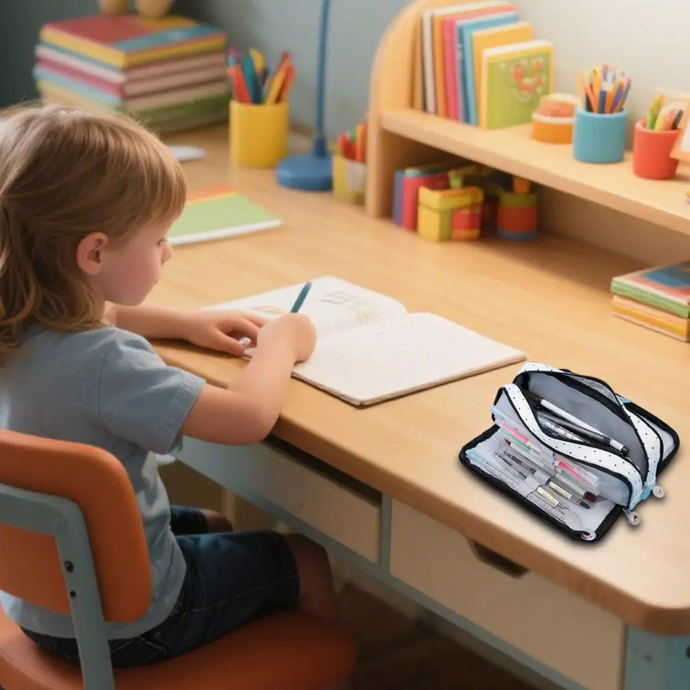 Estuche para lápices con múltiples compartimentos, estuche de lona espacioso para lápices con múltiples compartimentos, bolsa de maquillaje de gran capacidad para adultos - imagen 5