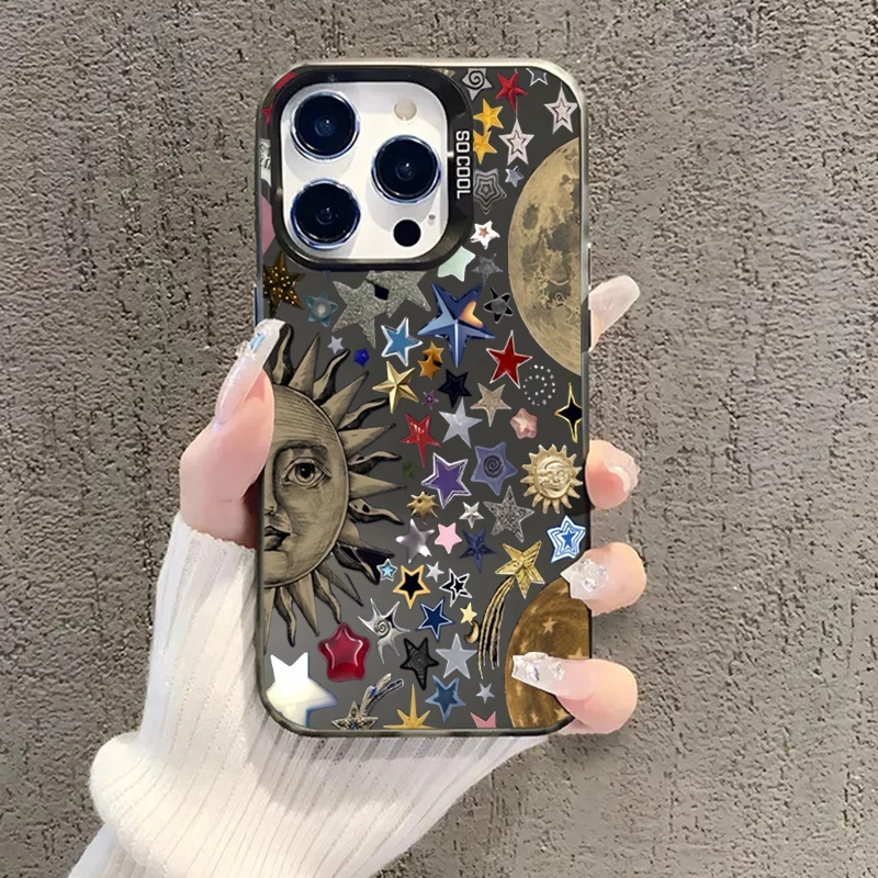 Funda de teléfono galvanizada con forma de estrella y Luna colorida para Samsung Galaxy A06 A16 A23 A26 A34 A55 S25 Ultra S24 Plus S23 FE S22 S21 - imagen 3