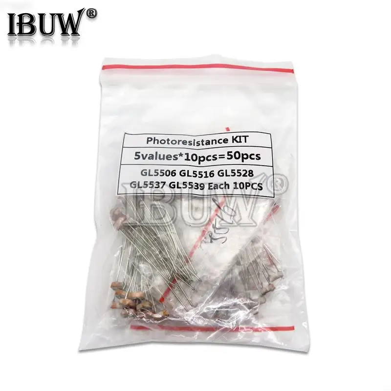 50 Uds (5 valores * 10 uds) kit diy fotorresistor LDR para GL5506 GL5516 GL5528 GL5537 GL5539