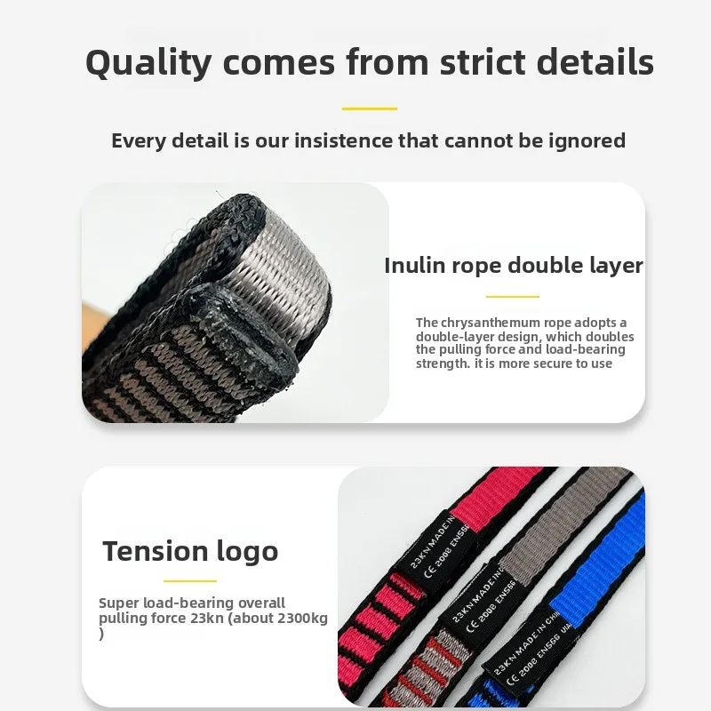 Cinturón de eslinga para escalada en roca 23kN, suministros de protección, cinturones portátiles de poliéster de alta resistencia, equipo profesional para exteriores - imagen 4