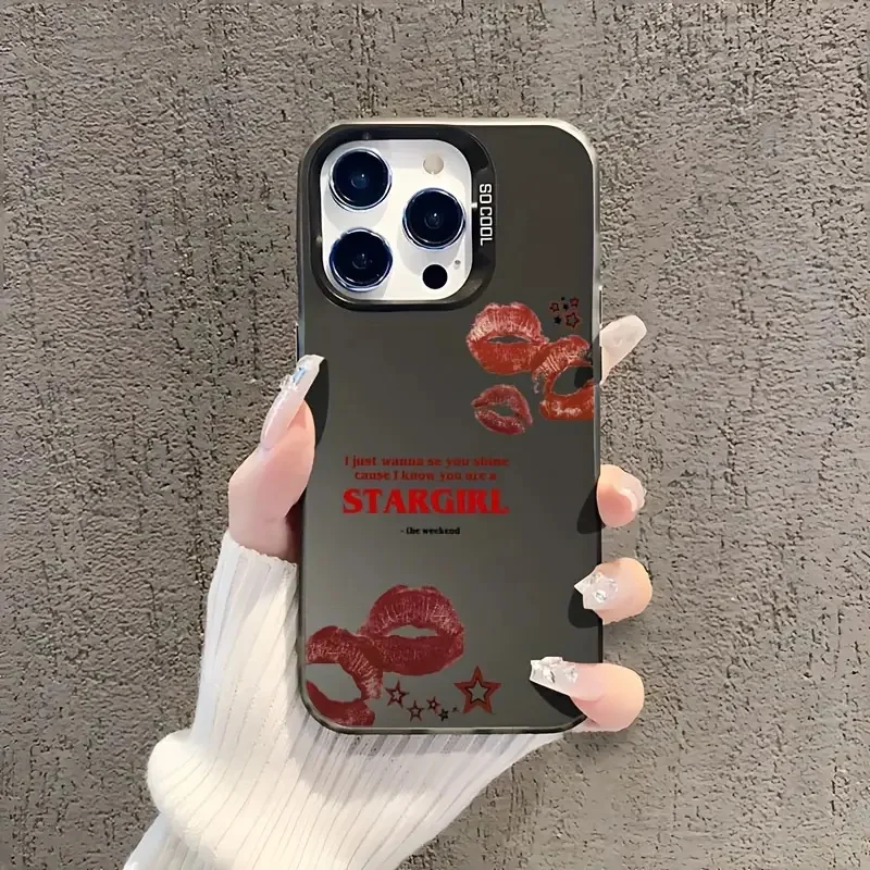 Cool Lips-funda de teléfono con letras de estrella de cinco puntas para iPhone 16 15 14 13 12 11 Pro Max 16E SE2 XS XR 7 8 Plus, cubierta esmerilada con láser - imagen 4