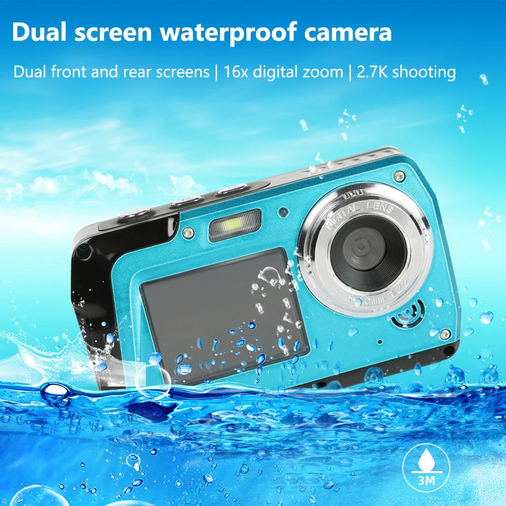 Cámara Digital impermeable 1080P 4K 56MP, videocámara antivibración para exteriores, IPS, pantalla Dual, Selfie, para natación - imagen 5
